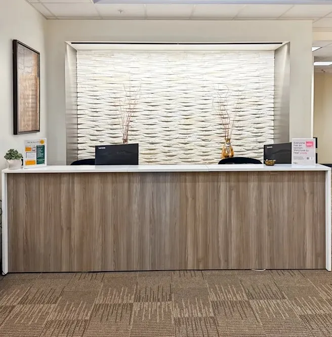 Reception desk at the Pearland location