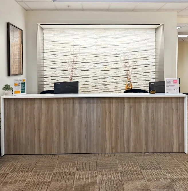 Reception desk at the Pearland location